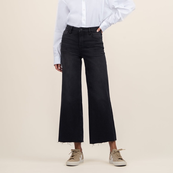 Kut from the Kloth Meg High Rise Wide Leg Size 0000 / Experiences W/Black Base W - Picture 1 of 3